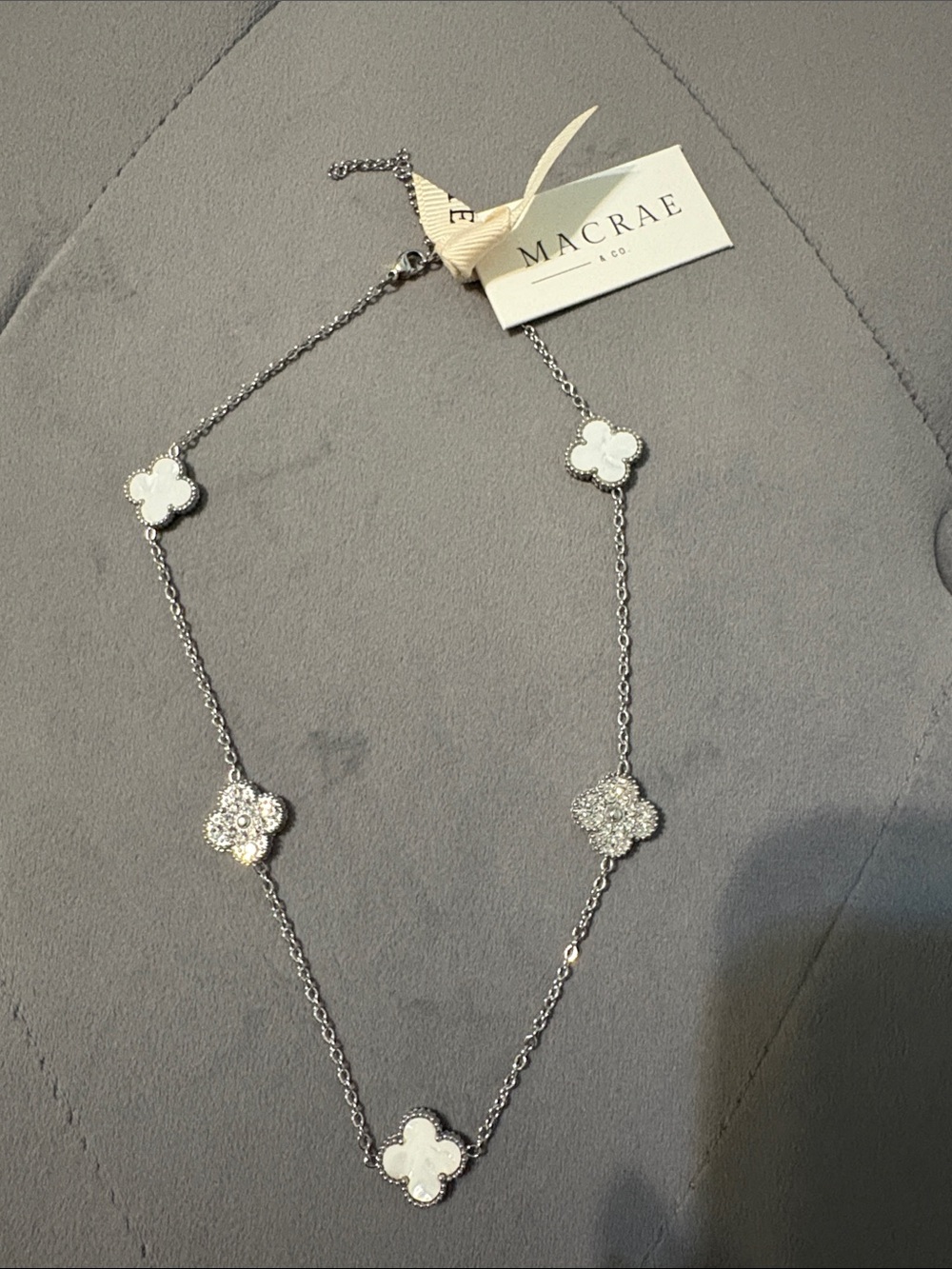MacRae Multi Charm Silver Clover Classic Necklace